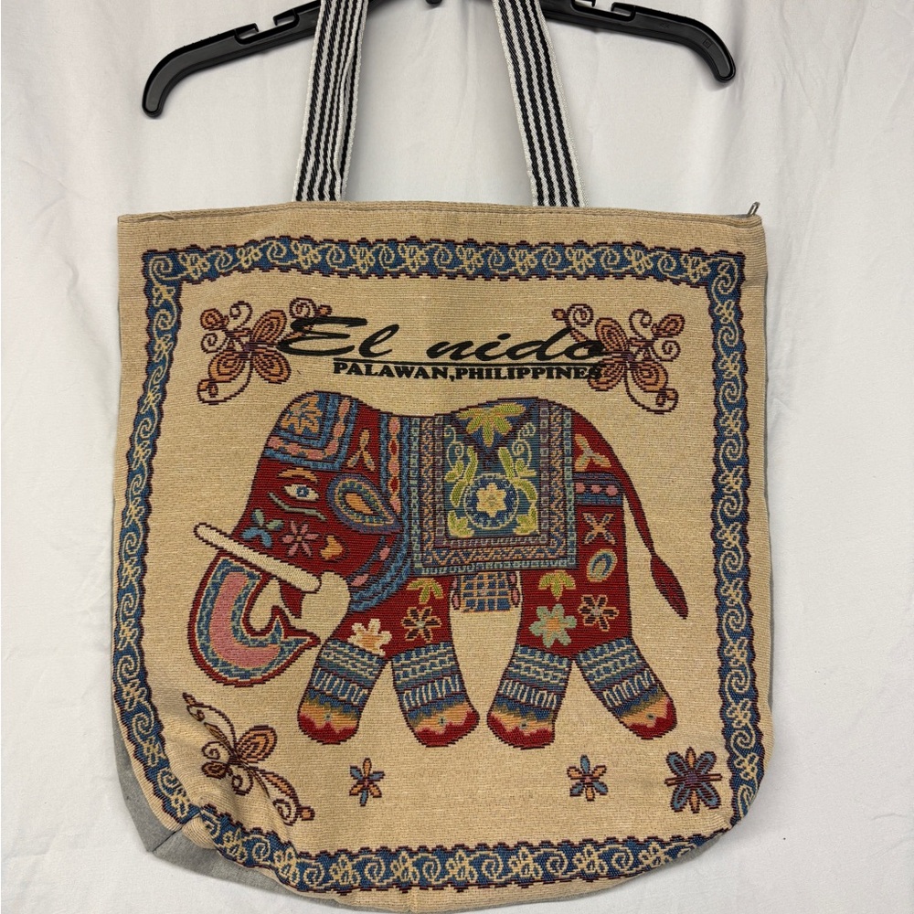 El Nido Embroidered Elephant Tote - Multicolor